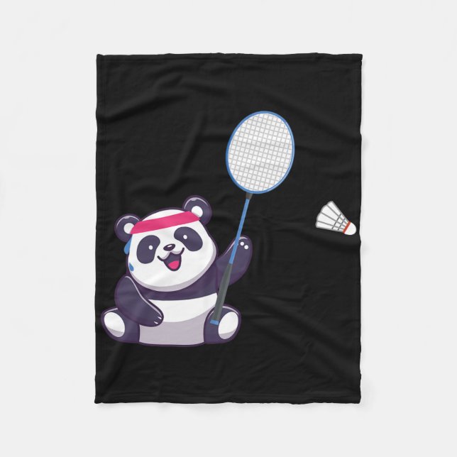 Panda Spela Badminton Funny Sports Player Coach Fleecefilt (Framsidan)