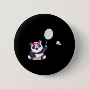 Panda Spela Badminton Funny Sports Player Coach Knapp