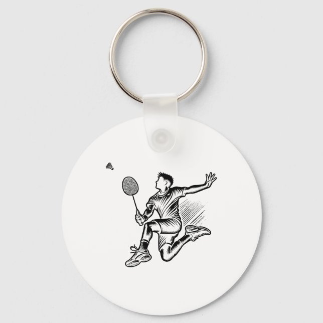 Panda Spela Badminton Player Shuttle Nyckelring (Framsida)
