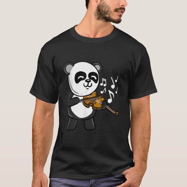 Panda spelar fiol t shirt (Framsida)