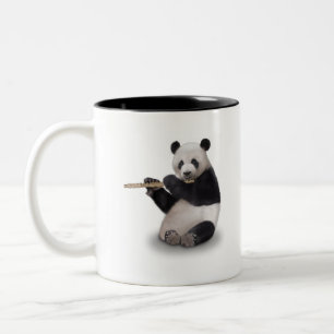 Panda spelar Flute T-Shirt Två-Tonad Mugg