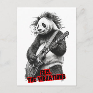 Panda spelar gitarr, säger: Känn vibrationerna på  Helg Vykort