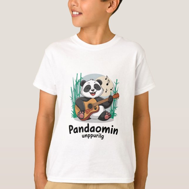 Panda Spelare Guitar - Cute Musical Panda T Shirt (Framsida)