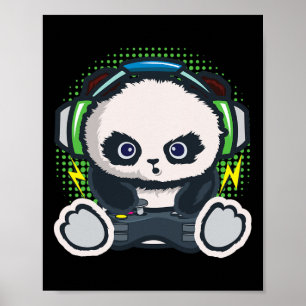 Panda speltröja pojkar flickor barn Gamer present  Poster