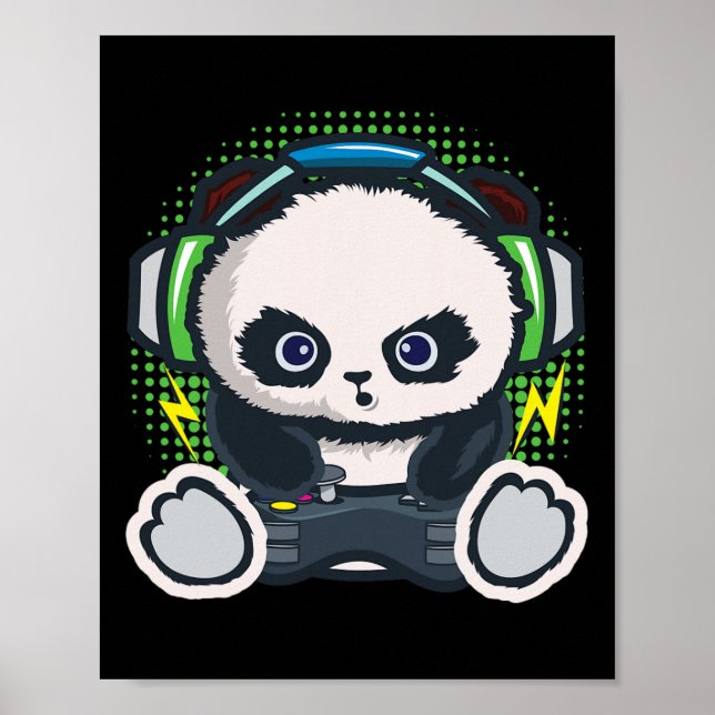Panda speltröja pojkar flickor barn Gamer present  Poster (Framsidan)