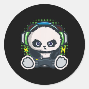 Panda speltröja pojkar flickor barn Gamer Present Runt Klistermärke