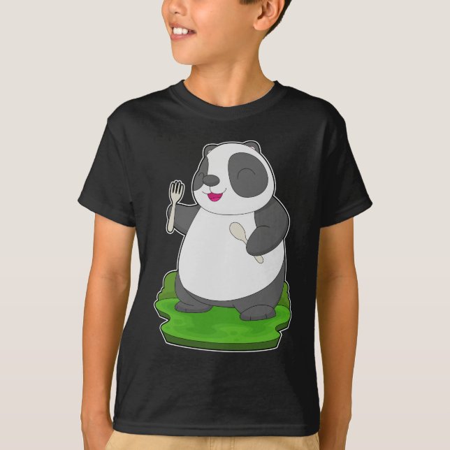 Panda Spoon Fork T Shirt (Framsida)