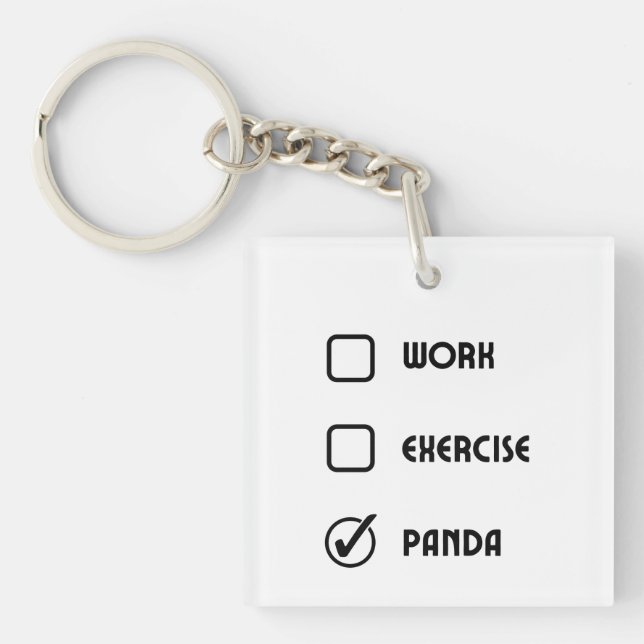 Panda Status Fyrkantig Nyckelring (Framsidan)