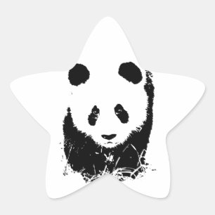 Panda Stjärnformat Klistermärke