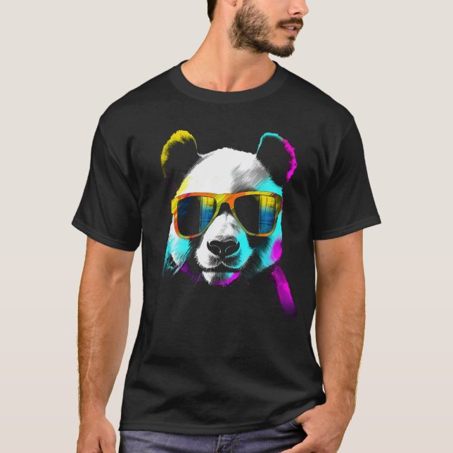 Panda Sunglasses Artwork Animal Motif Panda T Shirt (Framsida)