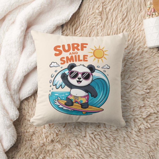 Panda Surf Sourire Enfant Été Kudde (Filt)