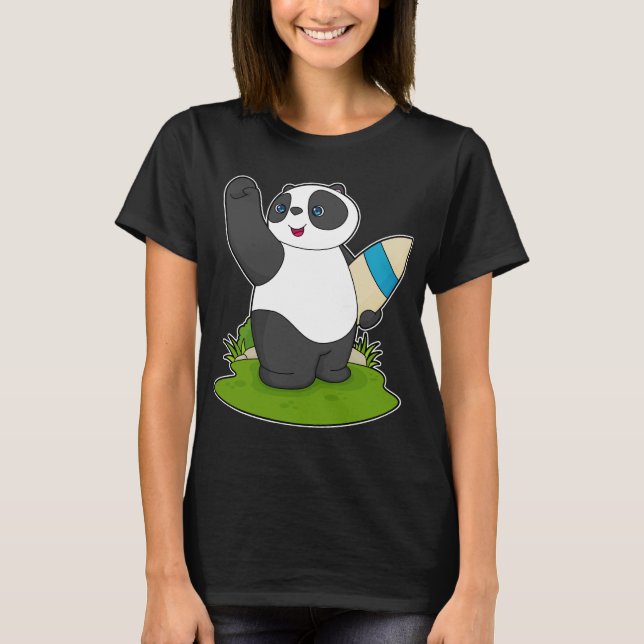 Panda Surfer Surfboard T Shirt (Framsida)