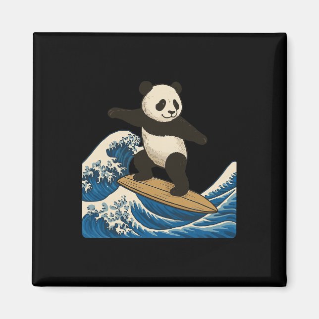 Panda Surfing Japanska _3  Magnet (Framsidan)