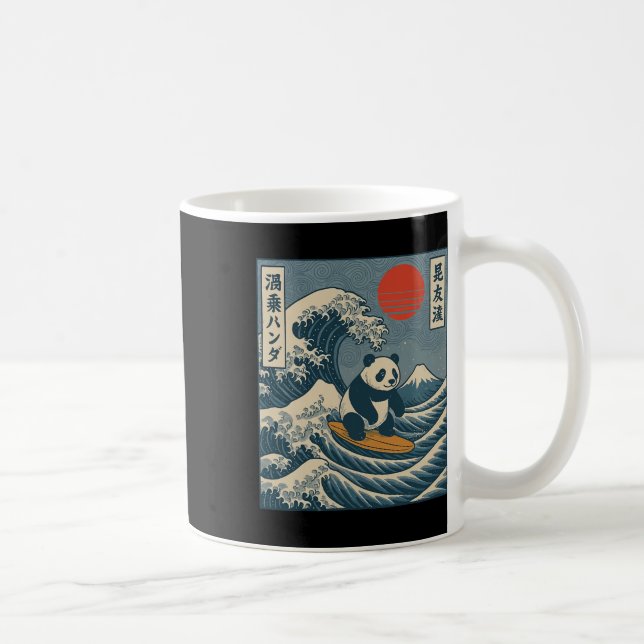 Panda Surfing Japanska _6  Kaffemugg (Höger)