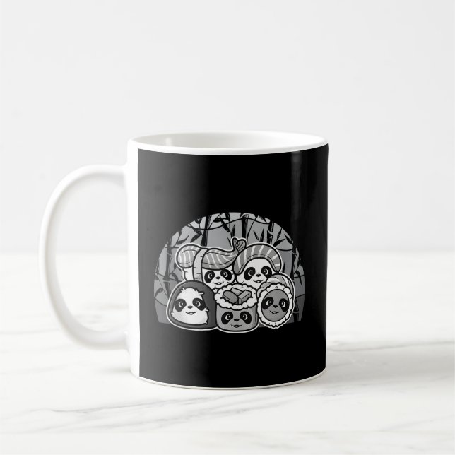 Panda Sushi Japanska Kawaii Panda Bear Kaffemugg (Vänster)