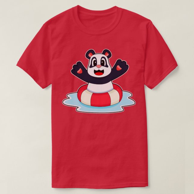 Panda Swimming Life buoy T Shirt (Design framsida)