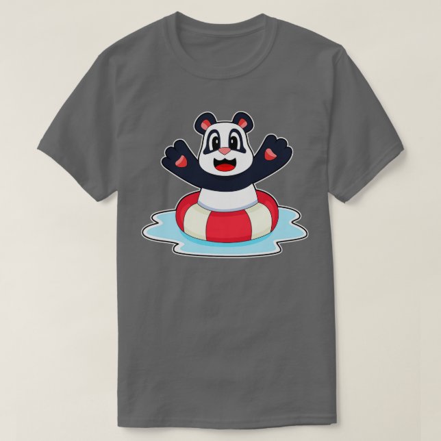 Panda Swimming Life buoy T Shirt (Design framsida)