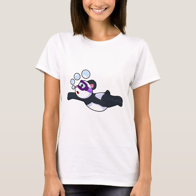 Panda Swimming Swimming goggles Summer T Shirt (Framsida)