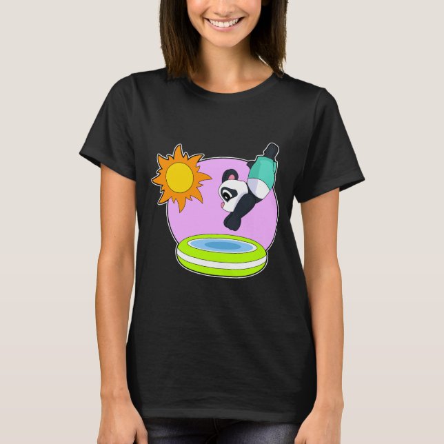 Panda Swimming Swimming pool Summer T Shirt (Framsida)