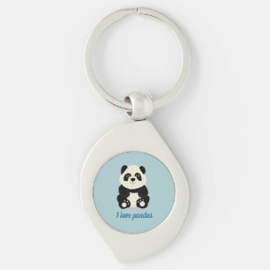 Panda Swirl Silverfärgad Nyckelring