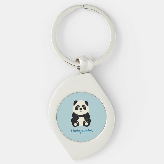 Panda Swirl Silverfärgad Nyckelring (Framsidan)