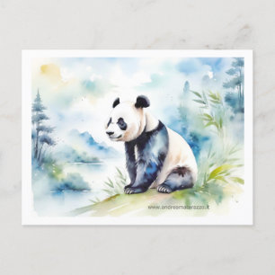 Panda tar med lycka till vykort