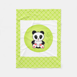 Panda, tecknad, barn fleecefilt
