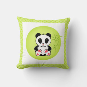 Panda, tecknad, barn kudde