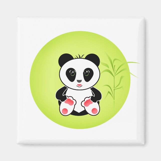 Panda, tecknad, barn magnet (Framsidan)