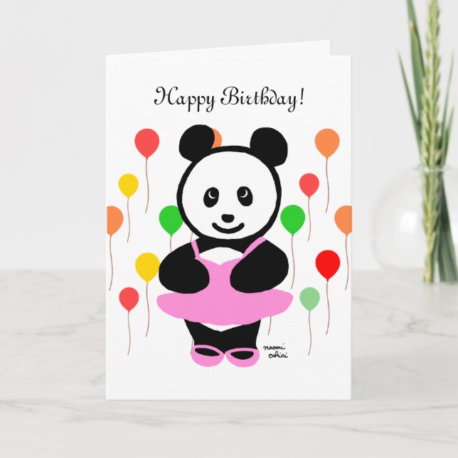 Panda Tecknad och Cupkaka Birthday Kort (Framsida)