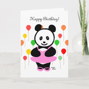 Panda Tecknad och Cupkaka Birthday Kort