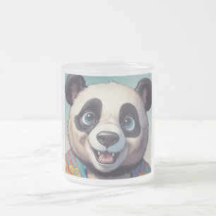 Panda Tecknad Teckning Art Frostad Glasmugg