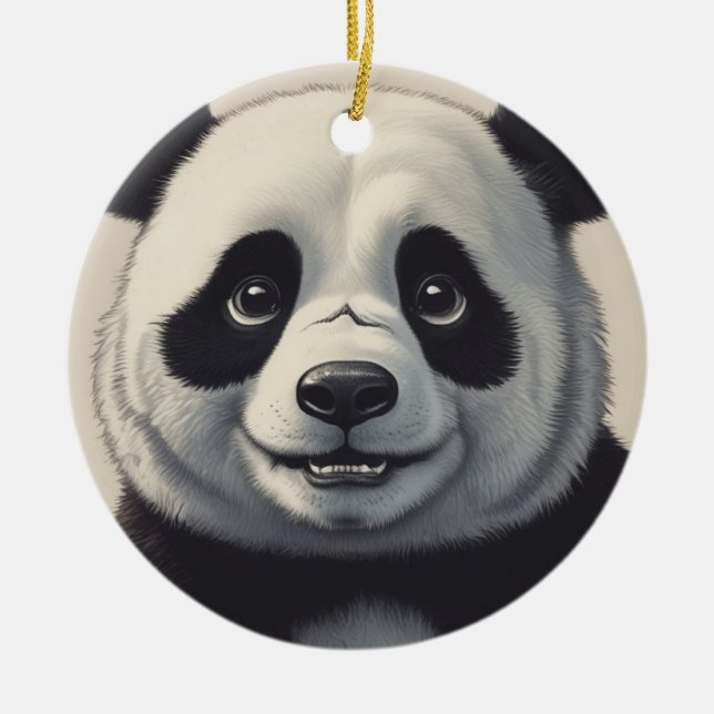 Panda Tecknad Teckning Art Julgransprydnad Keramik (Framsidan)