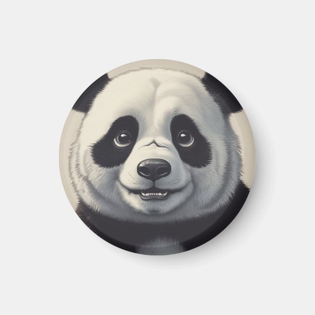 Panda Tecknad Teckning Art Magnet (Framsidan)