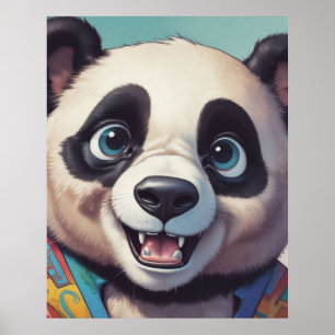 Panda Tecknad Teckning Art Poster