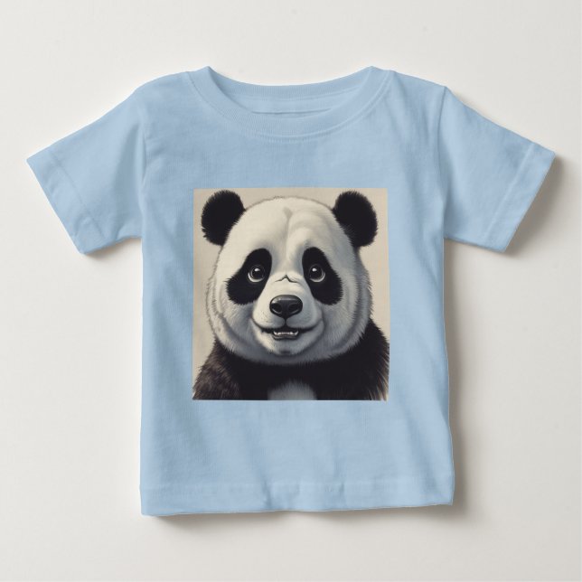 Panda Tecknad Teckning Art T Shirt (Framsida)