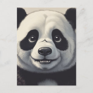 Panda Tecknad Teckning Art Vykort