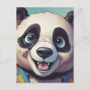 Panda Tecknad Teckning Art Vykort