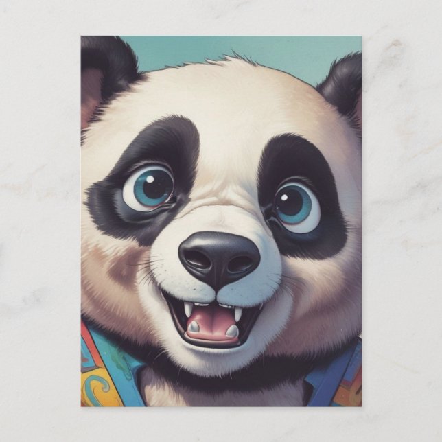Panda Tecknad Teckning Art Vykort (Framsida)
