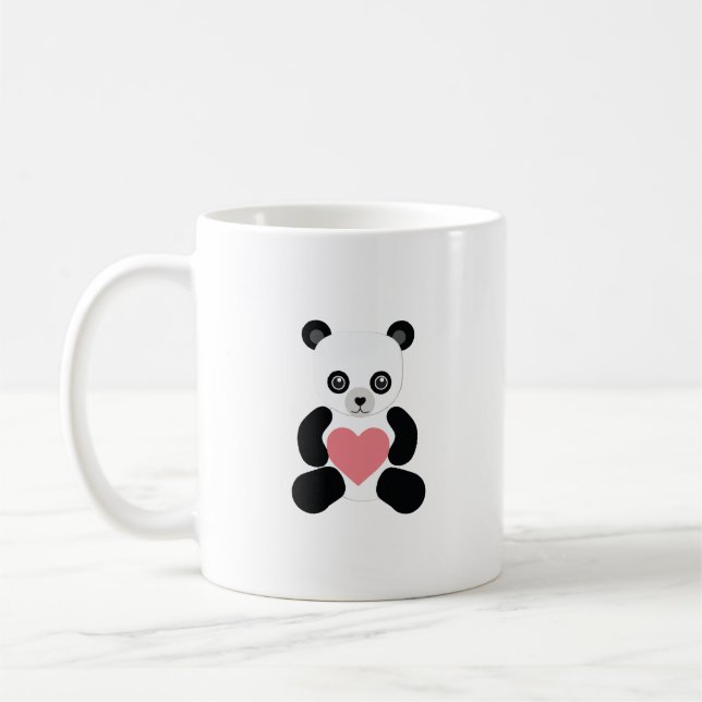 Panda Teddybjörn med hjärta Kaffemugg (Vänster)