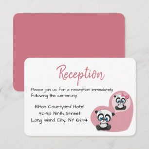 Panda Teddybjörn Rosa Hjärtas Bröllopsfirande Inbjudningar