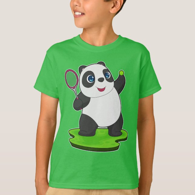 Panda Tennis Tennis racket T Shirt (Framsida)
