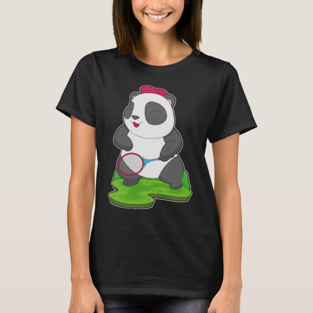 Panda Tennis Tennis racket T Shirt (Framsida)