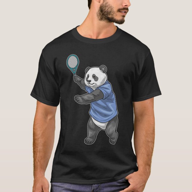 Panda Tennis Tennis racket T Shirt (Framsida)