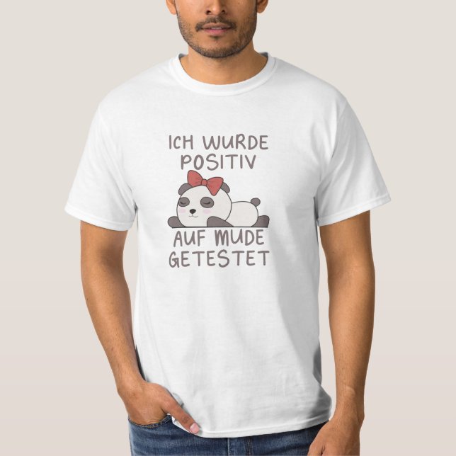 Panda-testad positiv för uttorkad sömnad t shirt (Framsida)