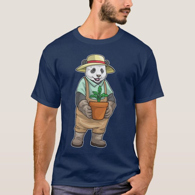 Panda Trädgårdsmästare Plantskola T Shirt (Framsida)