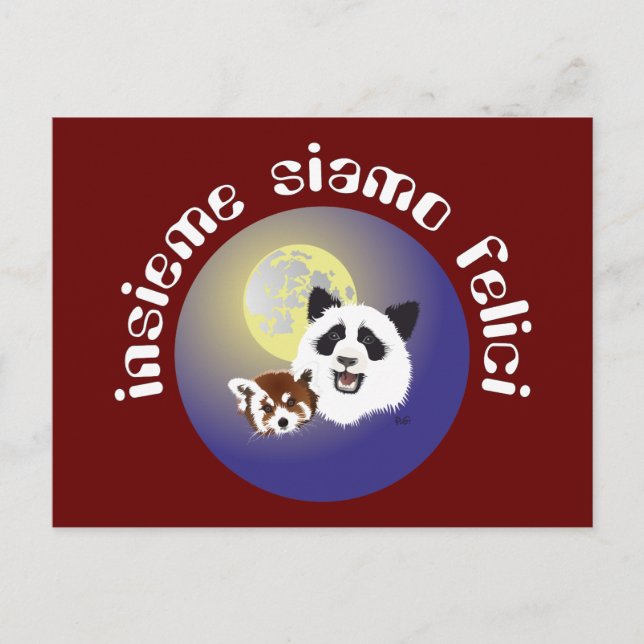 Panda Treffen Postkarte Vykort (Framsida)