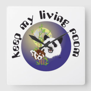 Panda Treffen Uhr Fyrkantig Klocka