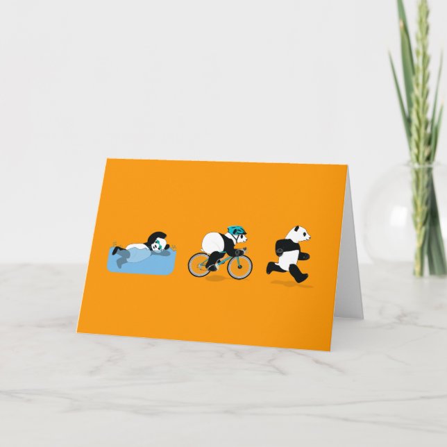 Panda Triathlon Hälsning Card Kort (Framsida)
