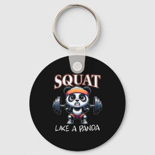Panda tyngdlyftning fitness rolig gym citat knäböj nyckelring